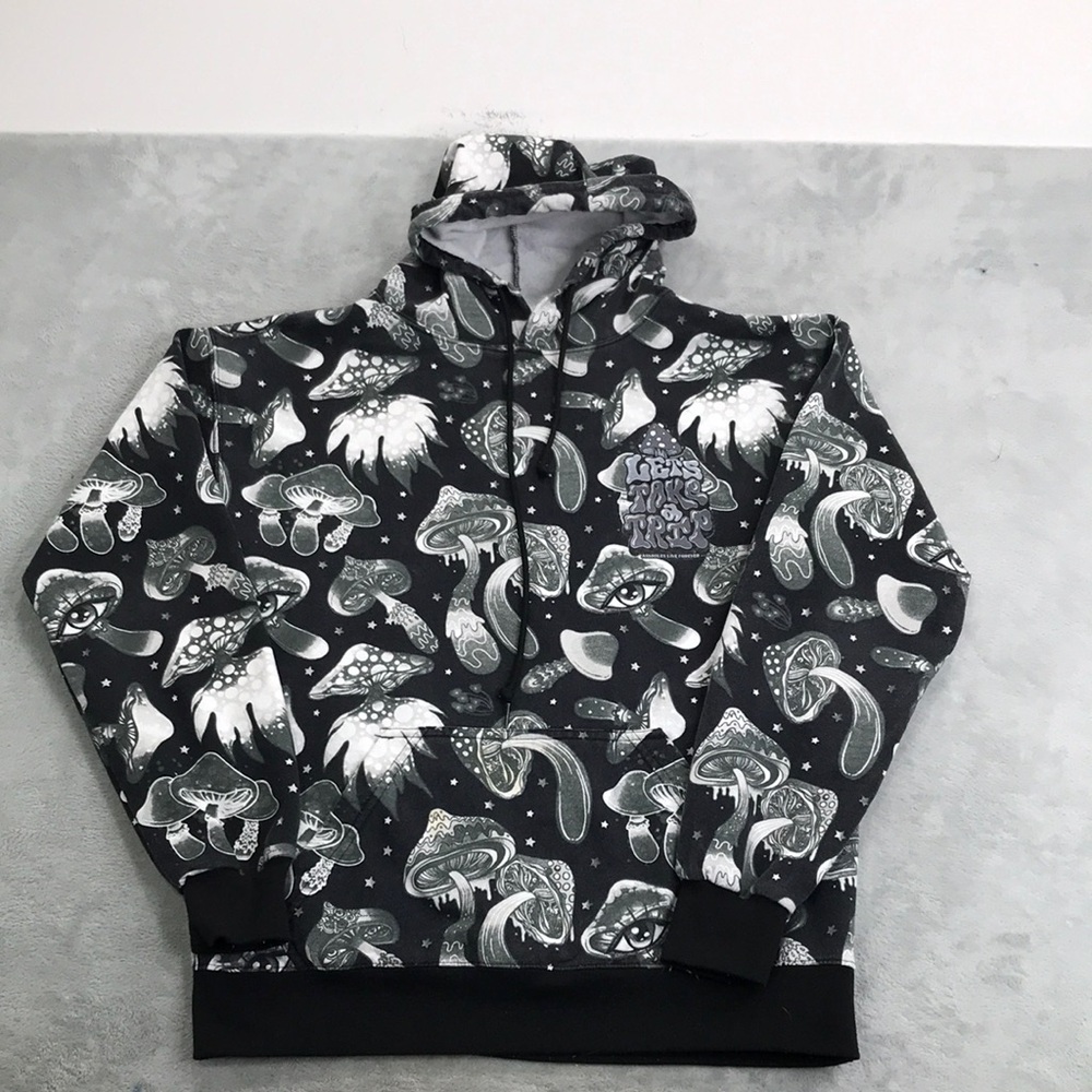 Assholes Live Forever Black & White Lets Take A Trip Hoodie M